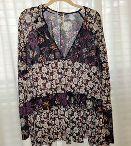 Free people floral oversized top S